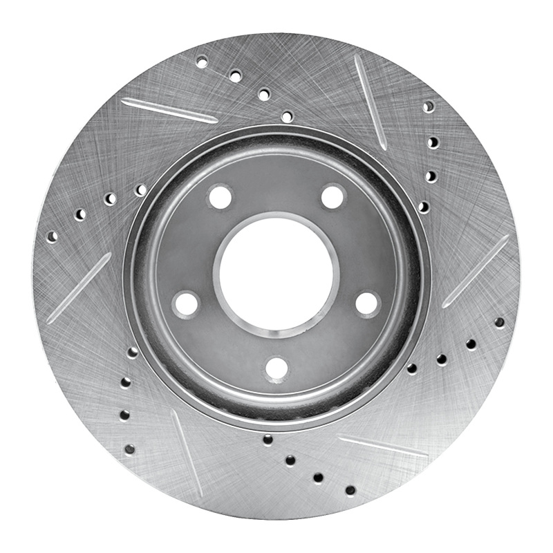 Chevrolet City Express Brake Rotor (1) - Front Left - R1 Concepts - Drilled & Slotted - Silver - `11-`25
